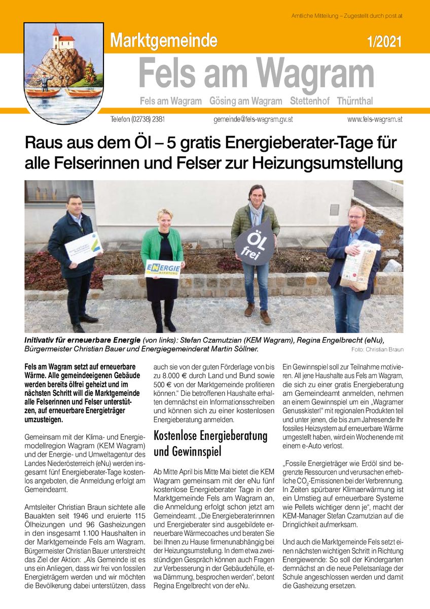 2021.03.30, Gemeinde Fels, Aktuelle Gemeindezeitung